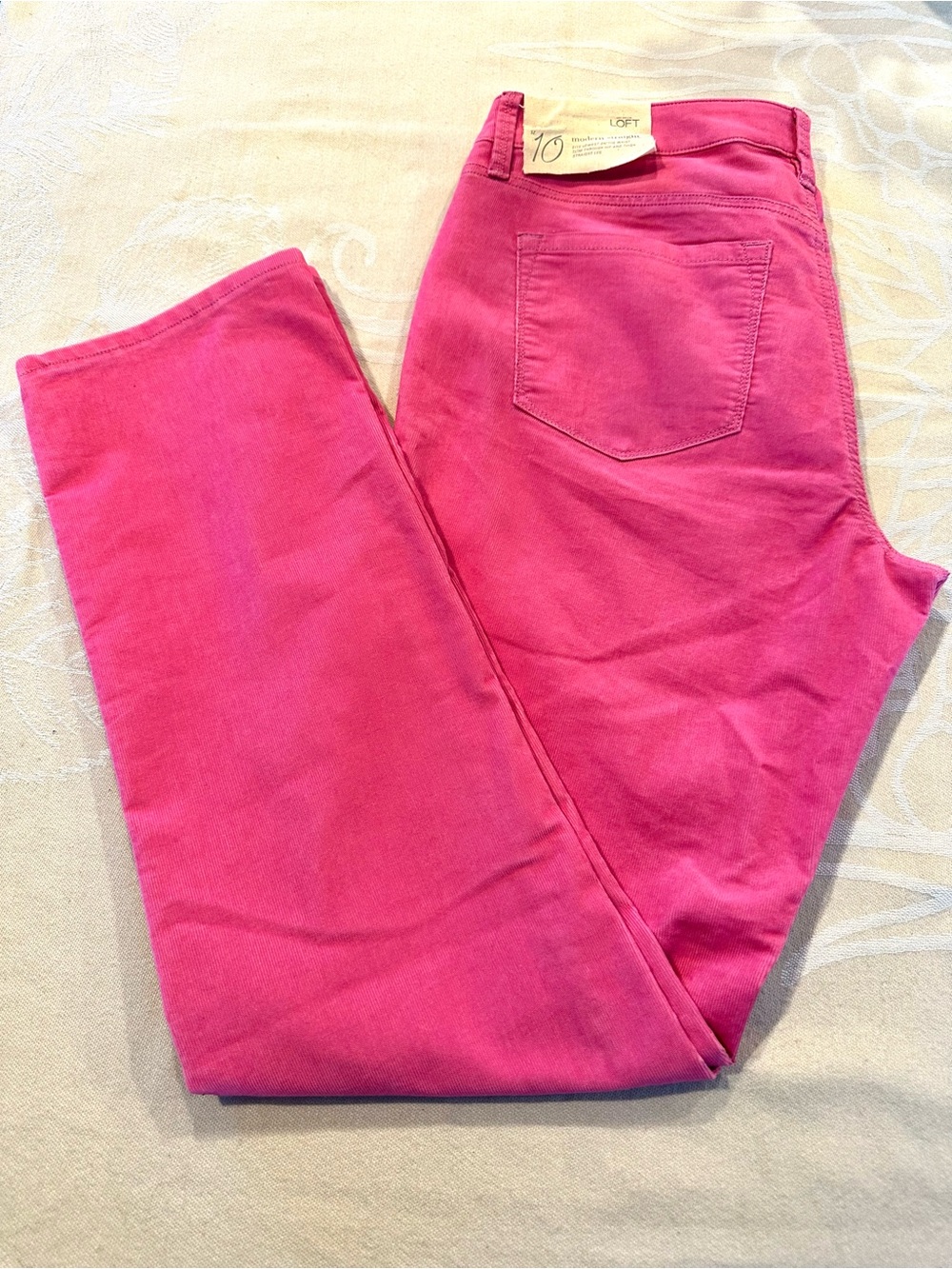 LOFT Modern Straight Pink Corduroy Pants NWT Size 10 Live in Pink